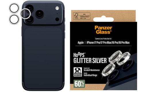 Protection caméra pour iPhone 16/17 Pro et Pro Max - PanzerGlass Hoops - Argent
