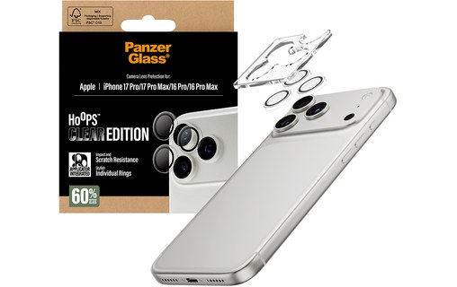Protection caméra pour iPhone 16/17 Pro et Pro Max - PanzerGlass Hoops - Clear