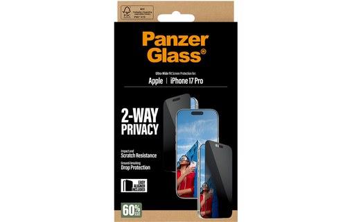 Protection d'écran pour iPhone 17 Pro - PanzerGlass 2-Way Privacy