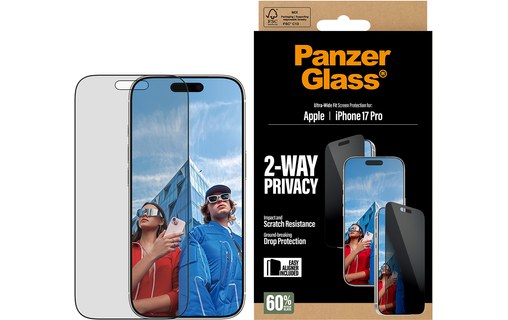 Protection d'écran pour iPhone 17 Pro - PanzerGlass 2-Way Privacy
