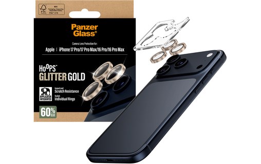 Protection caméra pour iPhone 16/17 Pro et Pro Max - PanzerGlass Hoops - Or