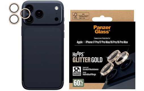 Protection caméra pour iPhone 16/17 Pro et Pro Max - PanzerGlass Hoops - Or