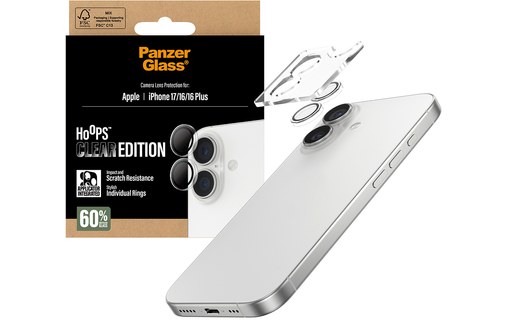 Protection caméra pour iPhone 17,16 et 16 Plus - PanzerGlass Hoops - Clear