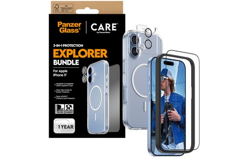 Protection d'écran pour iPhone 17 - PanzerGlass CARE 3-en-1