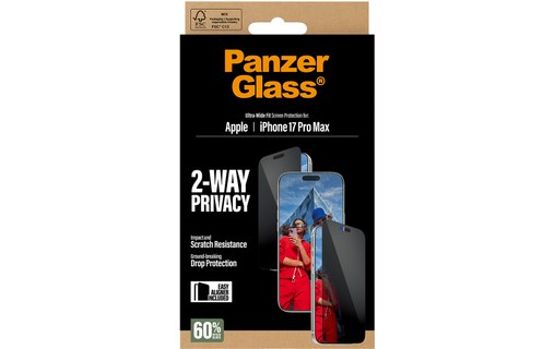 Protection d'écran pour iPhone 17 Pro Max - PanzerGlass 2-Way Privacy