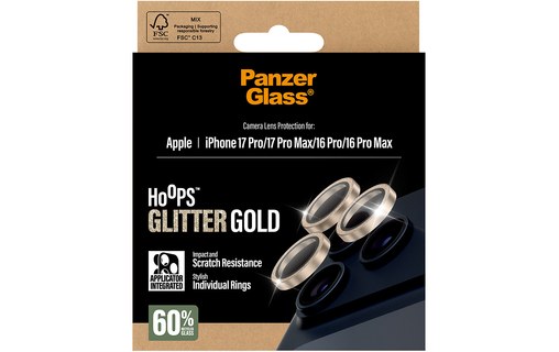 Protection caméra pour iPhone 16/17 Pro et Pro Max - PanzerGlass Hoops - Or