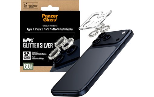 Protection caméra pour iPhone 16/17 Pro et Pro Max - PanzerGlass Hoops - Argent