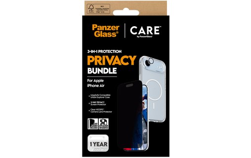 Protection d'écran pour iPhone Air - PanzerGlass CARE Privacy 3-en-1