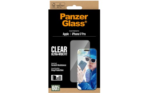 Protection d'écran pour iPhone 17 Pro - PanzerGlass Ultra-Wide EasyAligner