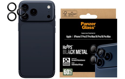 Protection caméra pour iPhone 16/17 Pro et Pro Max - PanzerGlass Hoops - Noir