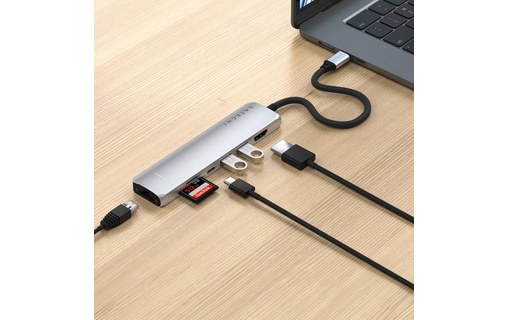 Dock USB-C 7 ports - Satechi 7-en-1 Adapter - Argent - HDMI 4K + RJ45