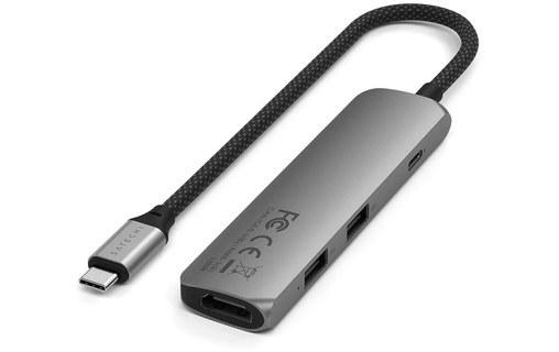 Dock USB-C 4 ports - Satechi 4-in-1 Adapter - Gris Sidéral - HDMI 4K + USB