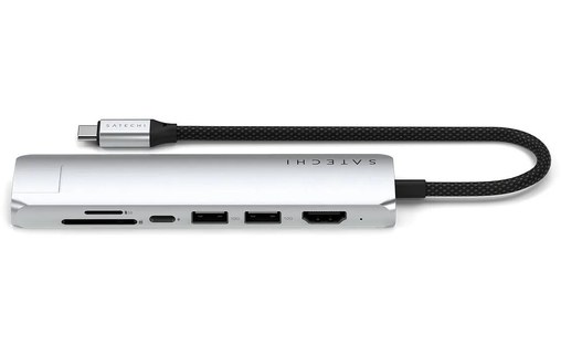 Dock USB-C 7 ports - Satechi 7-en-1 Adapter - Argent - HDMI 4K + RJ45
