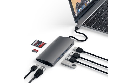 Dock USB-C Satechi Multi-Port USB-C 4K avec ethernet - Gris sidéral