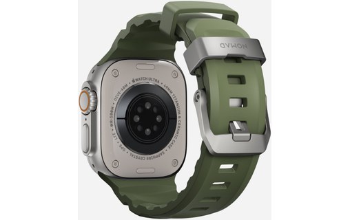 Bracelet Sport pour Apple Watch 46 mm - Nomad Rocky Point Vert - Titane Naturel