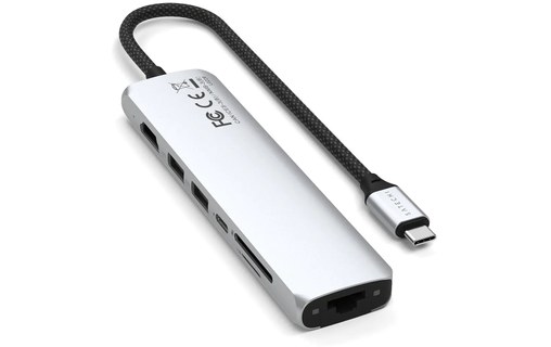 Dock USB-C 7 ports - Satechi 7-en-1 Adapter - Argent - HDMI 4K + RJ45