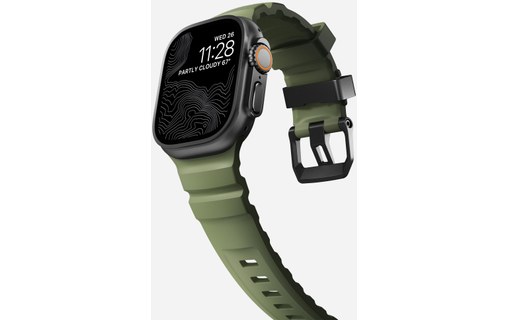Bracelet Sport pour Apple Watch 46 mm - Nomad Rocky Point Vert - Titane Noir