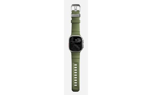 Bracelet Sport pour Apple Watch 46 mm - Nomad Rocky Point Vert - Titane Naturel