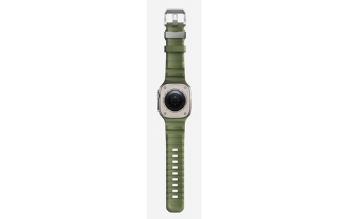 Bracelet Sport pour Apple Watch 46 mm - Nomad Rocky Point Vert - Titane Naturel