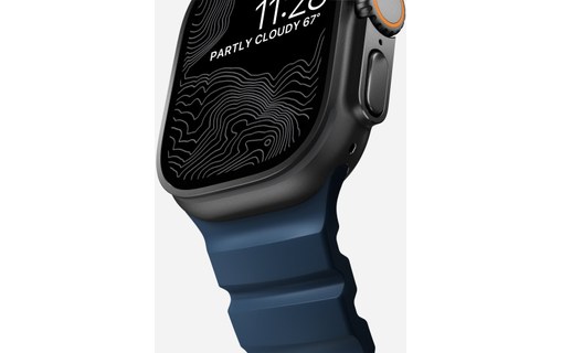 Bracelet Sport pour Apple Watch 46 mm - Nomad Rocky Point Bleu - Titane Noir