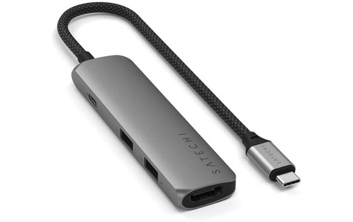 Dock USB-C 4 ports - Satechi 4-in-1 Adapter - Gris Sidéral - HDMI 4K + USB