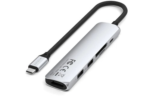 Station d'accueil - Satechi 6-en-1 Slim Adapter - Argent