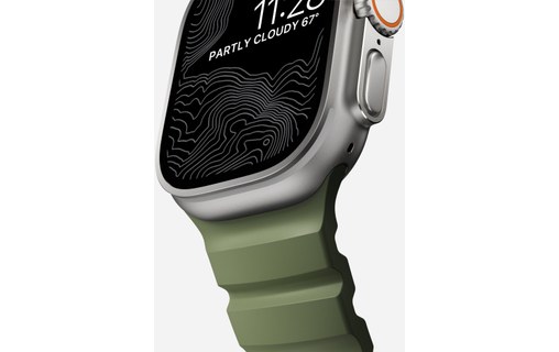 Bracelet Sport pour Apple Watch 46 mm - Nomad Rocky Point Vert - Titane Naturel