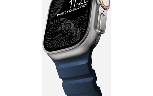 Bracelet Sport pour Apple Watch 46 mm - Nomad Rocky Point Bleu - Titane Naturel