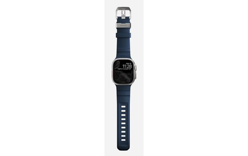 Bracelet Sport pour Apple Watch 46 mm - Nomad Rocky Point Bleu - Titane Naturel