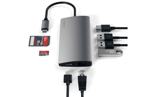 Dock USB-C Satechi Multi-Port USB-C 4K avec ethernet - Gris sidéral