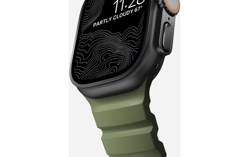 Bracelet Sport pour Apple Watch 46 mm - Nomad Rocky Point Vert - Titane Noir