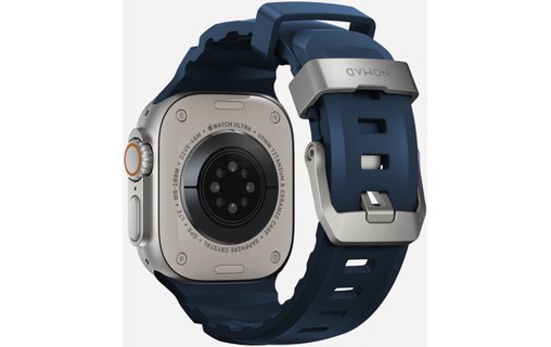 Bracelet Sport pour Apple Watch 46 mm - Nomad Rocky Point Bleu - Titane Naturel