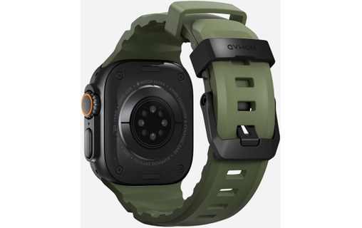 Bracelet Sport pour Apple Watch 46 mm - Nomad Rocky Point Vert - Titane Noir