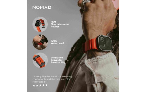 Bracelet Sport pour Apple Watch 46 mm - Nomad Rocky Point Magma - Titane Noir