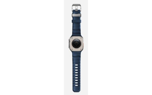 Bracelet Sport pour Apple Watch 46 mm - Nomad Rocky Point Bleu - Titane Naturel