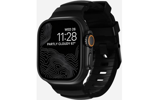 Bracelet Sport pour Apple Watch 46 mm - Nomad Rocky Point Noir - Titane Noir