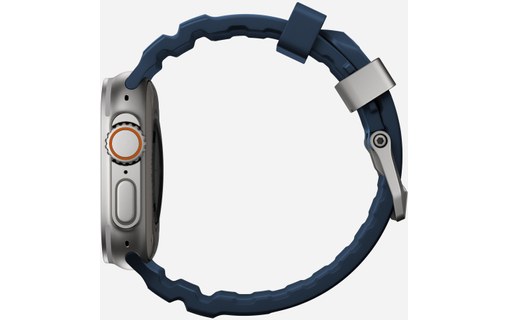 Bracelet Sport pour Apple Watch 46 mm - Nomad Rocky Point Bleu - Titane Naturel