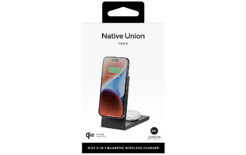 Chargeur MagSafe pour iPhone - Native Union Rise 2-en-1 - Noir