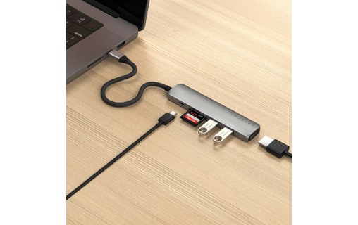 Station d'accueil - Satechi 6-en-1 Slim Adapter - Gris