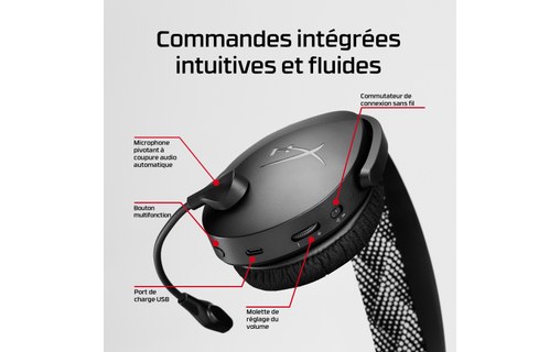 Casque gaming sans fil HyperX Cloud Jet, Noir - Bluetooth