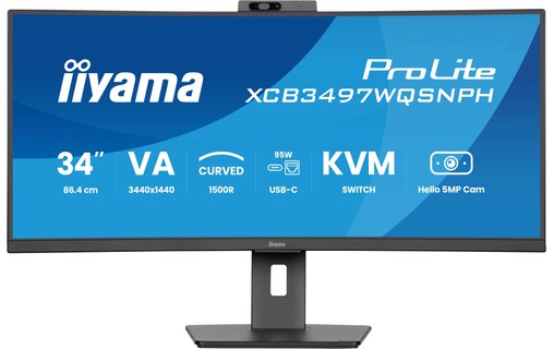 Écran Incurvé 34" iiyama ProLite XCB3497WQSNPH-B1 - 120 Hz USB-C