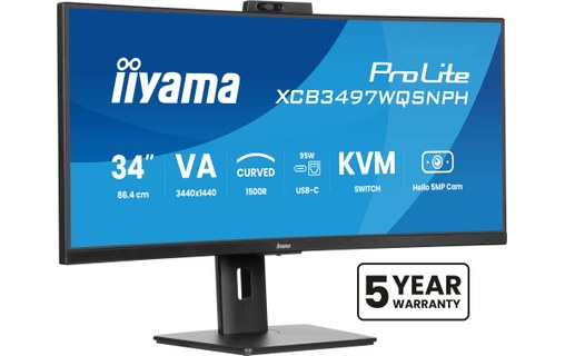 Écran Incurvé 34" iiyama ProLite XCB3497WQSNPH-B1 - 120 Hz USB-C