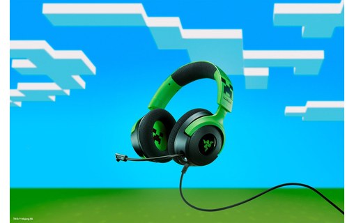 Casque gaming Razer Kraken V4 X Minecraft Edition Noir, Vert
