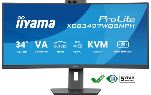 Écran Incurvé 34" iiyama ProLite XCB3497WQSNPH-B1 - 120 Hz USB-C