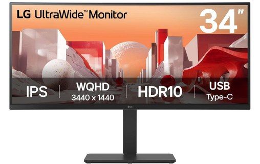 Écran Incurvé 34" LG 34BA75QE-B - USB-C