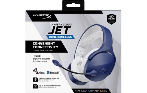 Casque gaming sans fil HyperX Cloud Jet, Bleu - Bluetooth