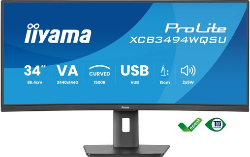 Écran Incurvé 34" iiyama ProLite XCB3494WQSU-B1 - 120 Hz