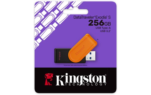 Clé USB Kingston DataTraveler Exodia S 256 Go - Noir, Orange - USB 3.2