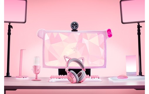 Casque gaming sans fil Razer Kraken Kitty V3 Pro - Quartz, Rose - Bluetooth