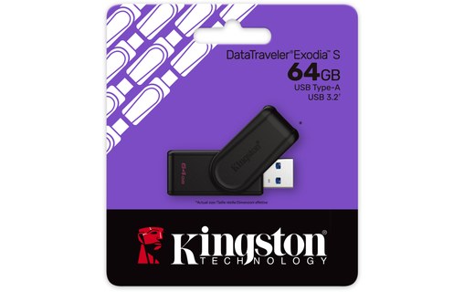 Clé USB Kingston DataTraveler Exodia S 64 Go - Noir - USB 3.2